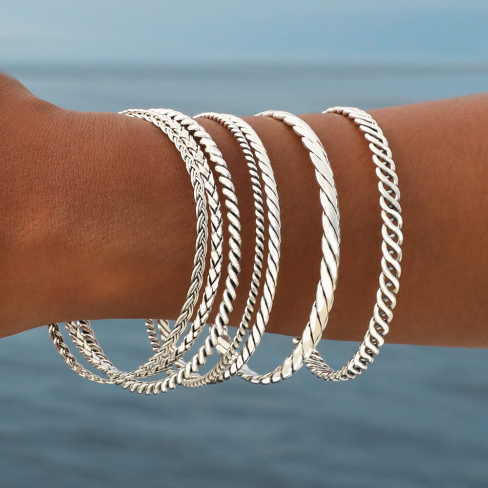 Women Silver Bangles- Solid 925 Sterling Silver - VY Jewelry
