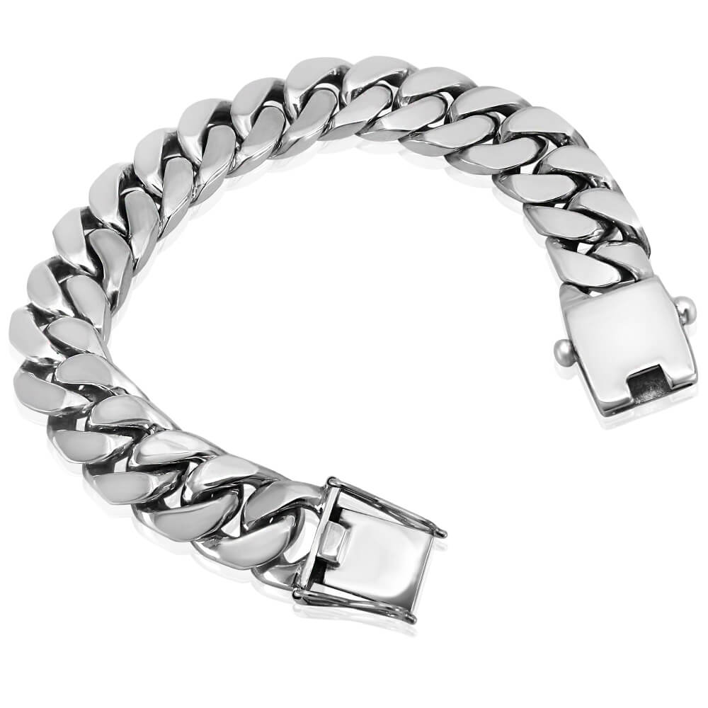 Men's Solid 925 Sterling Silver Cuban Chain Bracelet