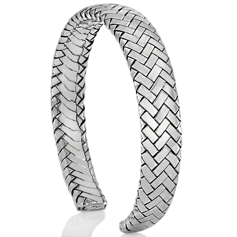 braided silver cuff bracelet