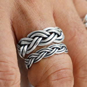 braided silver rings