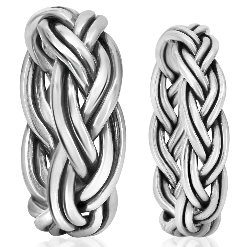 braided silver rings