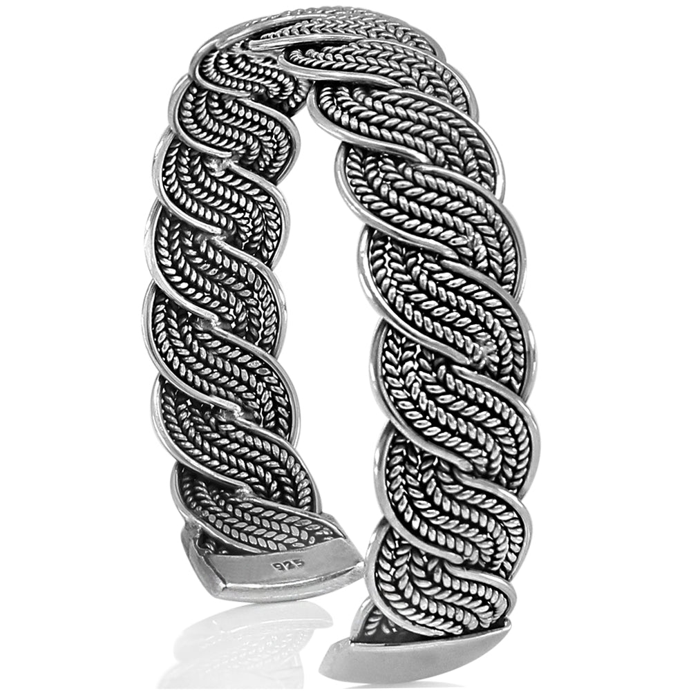 Braided silver cuff bracelet 