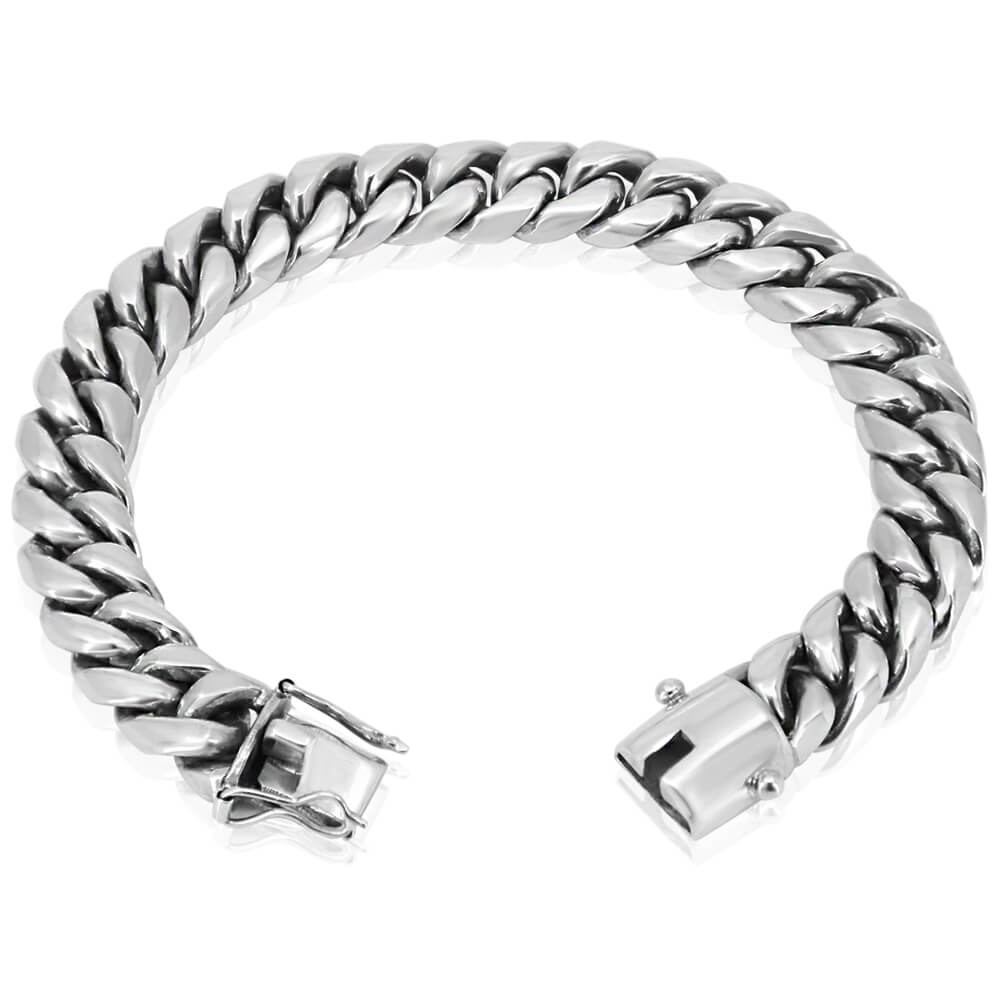 Solid 925 Sterling Silver Thick Men Bracelet 12 /20 MM VY Jewelry