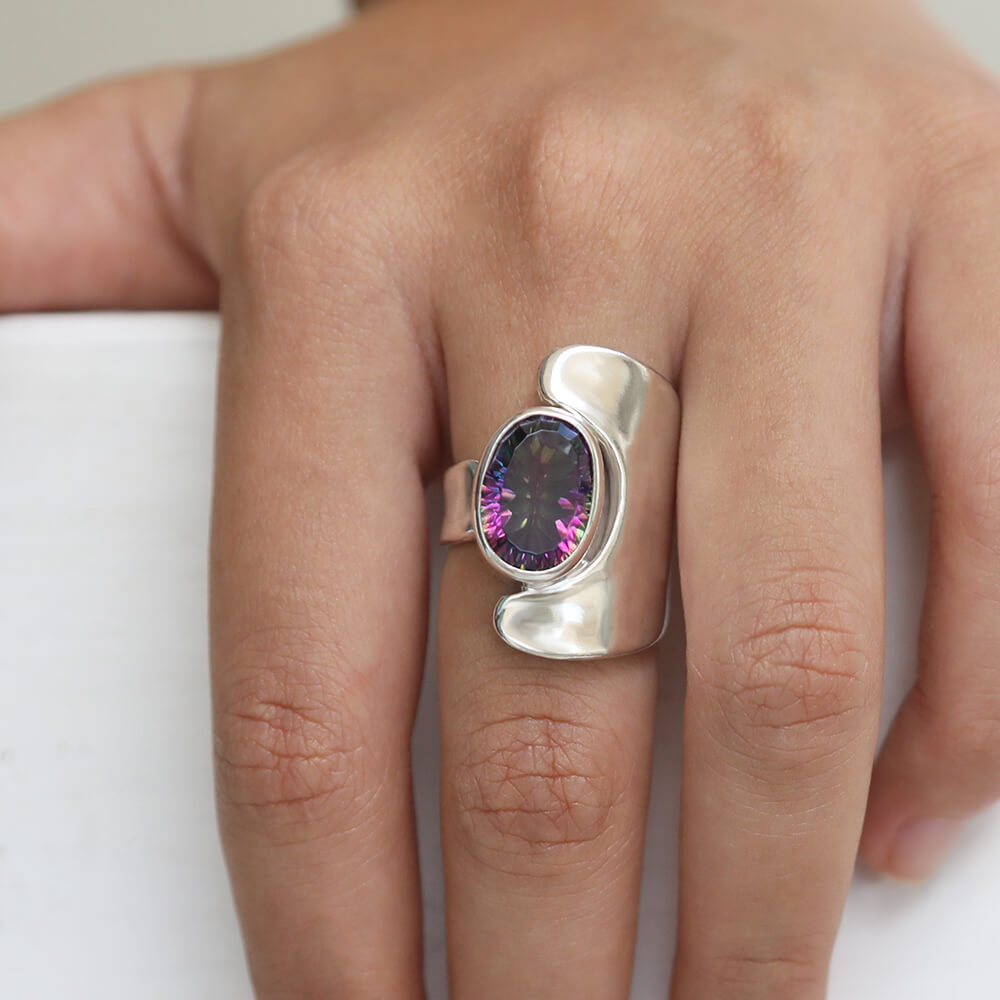 Rainbow Quartz ring