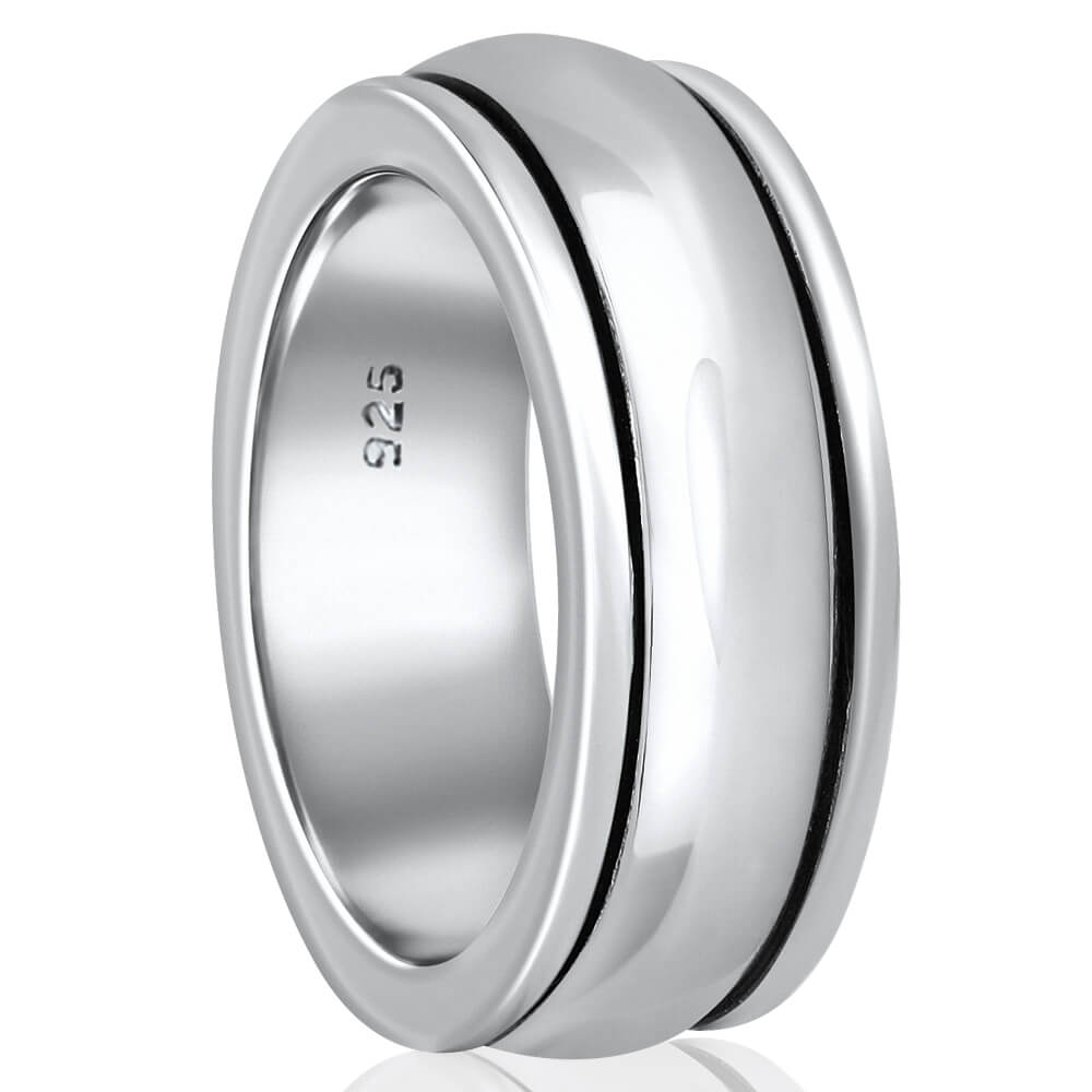 Plain silver spinner ring