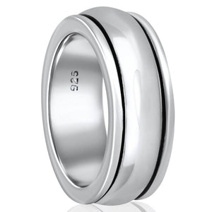 Plain silver spinner ring
