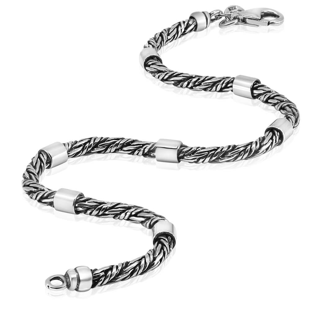 NVM FRNCH 925 Sterling Silver Italian Model Silver Color Men's Bracelet FRJ12413-3413-A - Sabadell