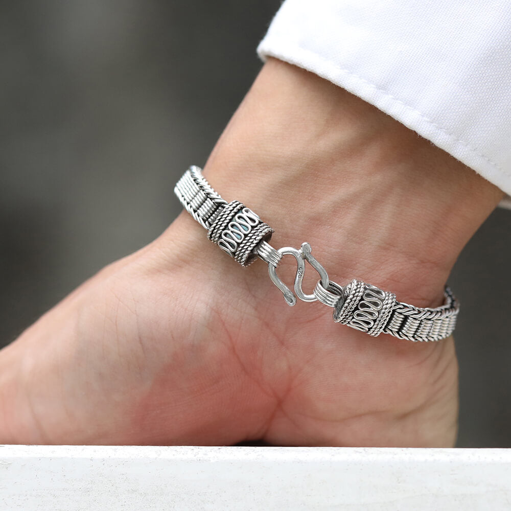 silver sterling 925 strap bracelet for men
