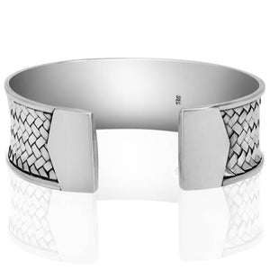 Wide braided silver 925 stamp cuff
