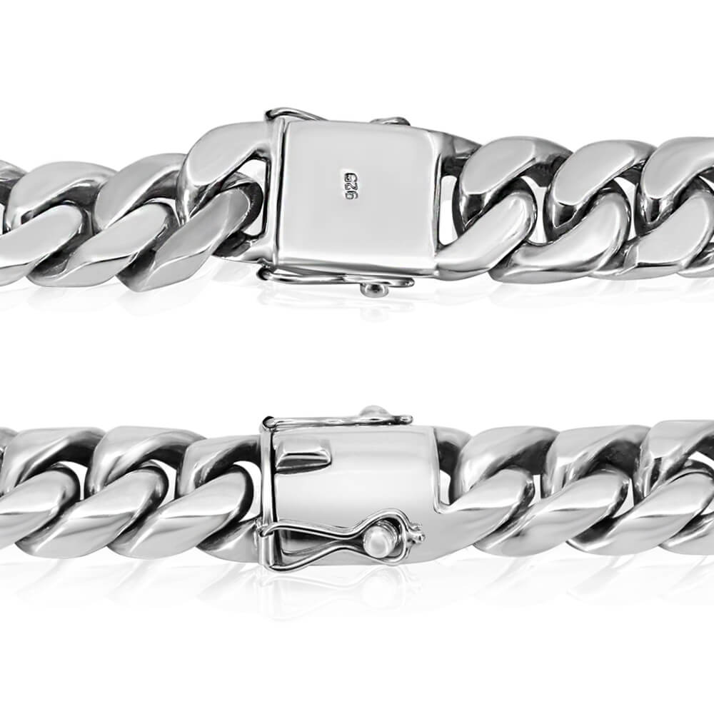 Men silver 925 thick bracelet 12/20mm