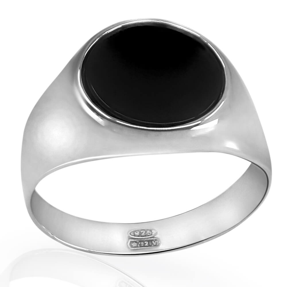 Italy 14k GOLD FINISH Desginer Black Stone Ring Size 6-13 New Drop Mens Ring