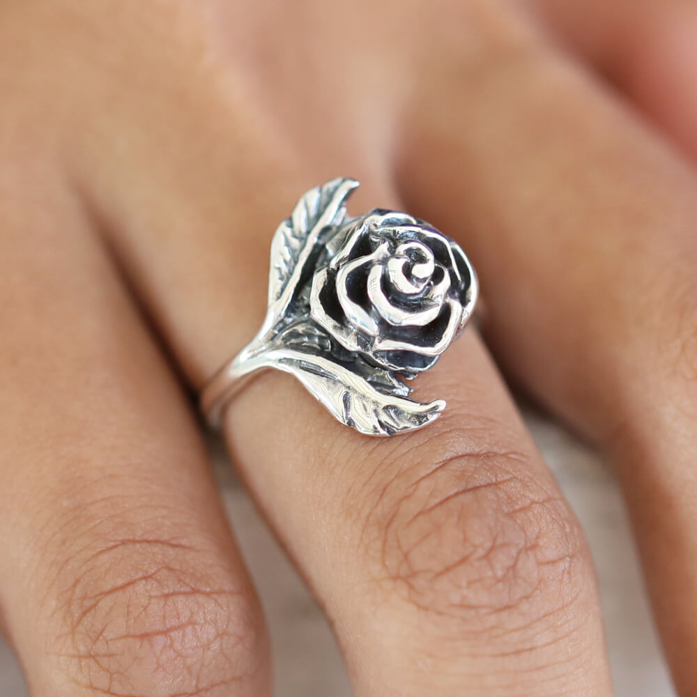 Sterling Silver Polished 8mm Rose Ring - Available In Sizes 6, 7, 8
