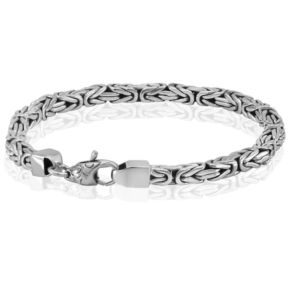 Byzantine Silver Bracelet for Men - 5mm, Lobster Clasp, Size 7 to 10.5 ...