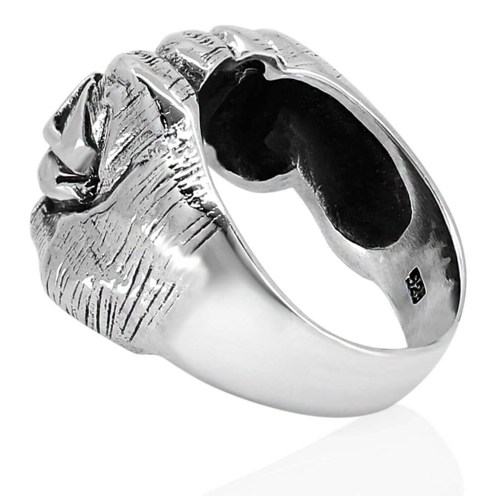 FIST Heavy Men's Biker Ring - Solid 925 Sterling Silver, Made In Thailand (Size 8)