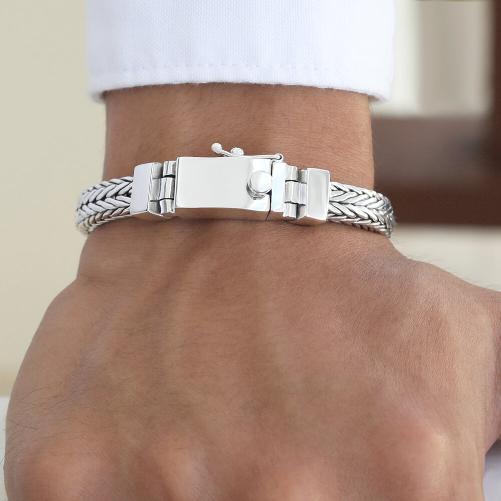 sterling silver mens bracelet