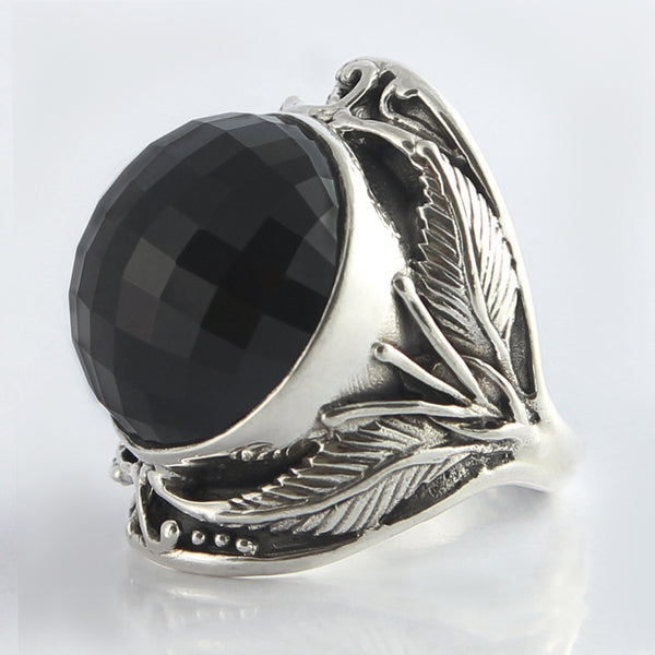 Black Onyx Ring for Men - 925 Sterling Silver - Size 8 to 14 - VY Jewelry