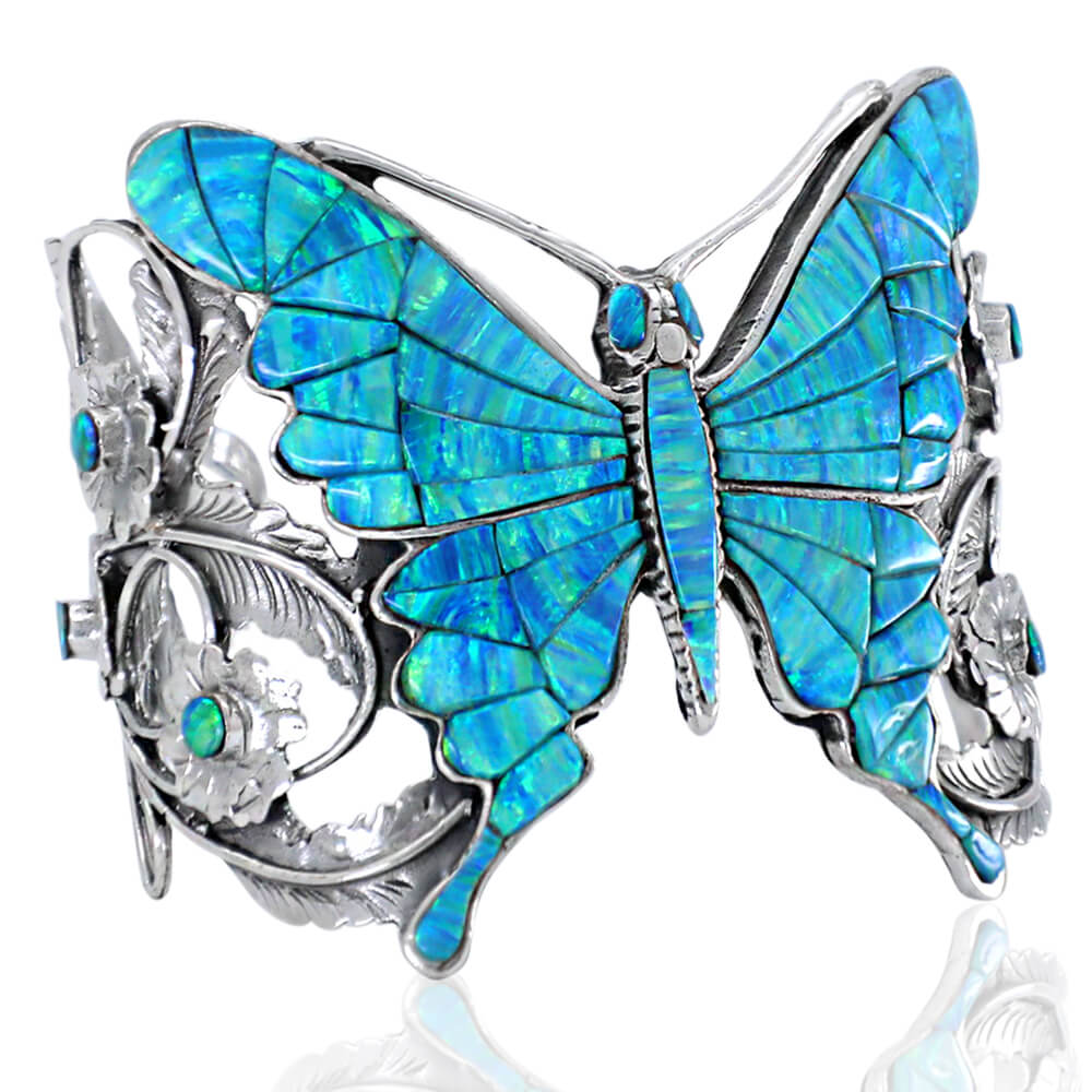 SAM #03 Blue Opal Inlay Link Bracelet 7 1/2 in | Sterling Silver Opal SAM #03 Blue Opal Inlay Link Bracelet 7 1/2 in | Sterling Silver Opal