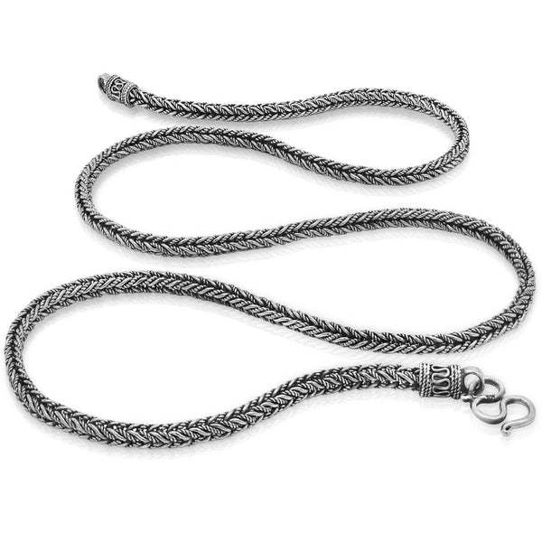 Silver Braided Herringbone Chain Necklace – Olive & Chain