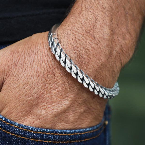 Silver cuff bracelet has braided style - One size - VY Jewelry