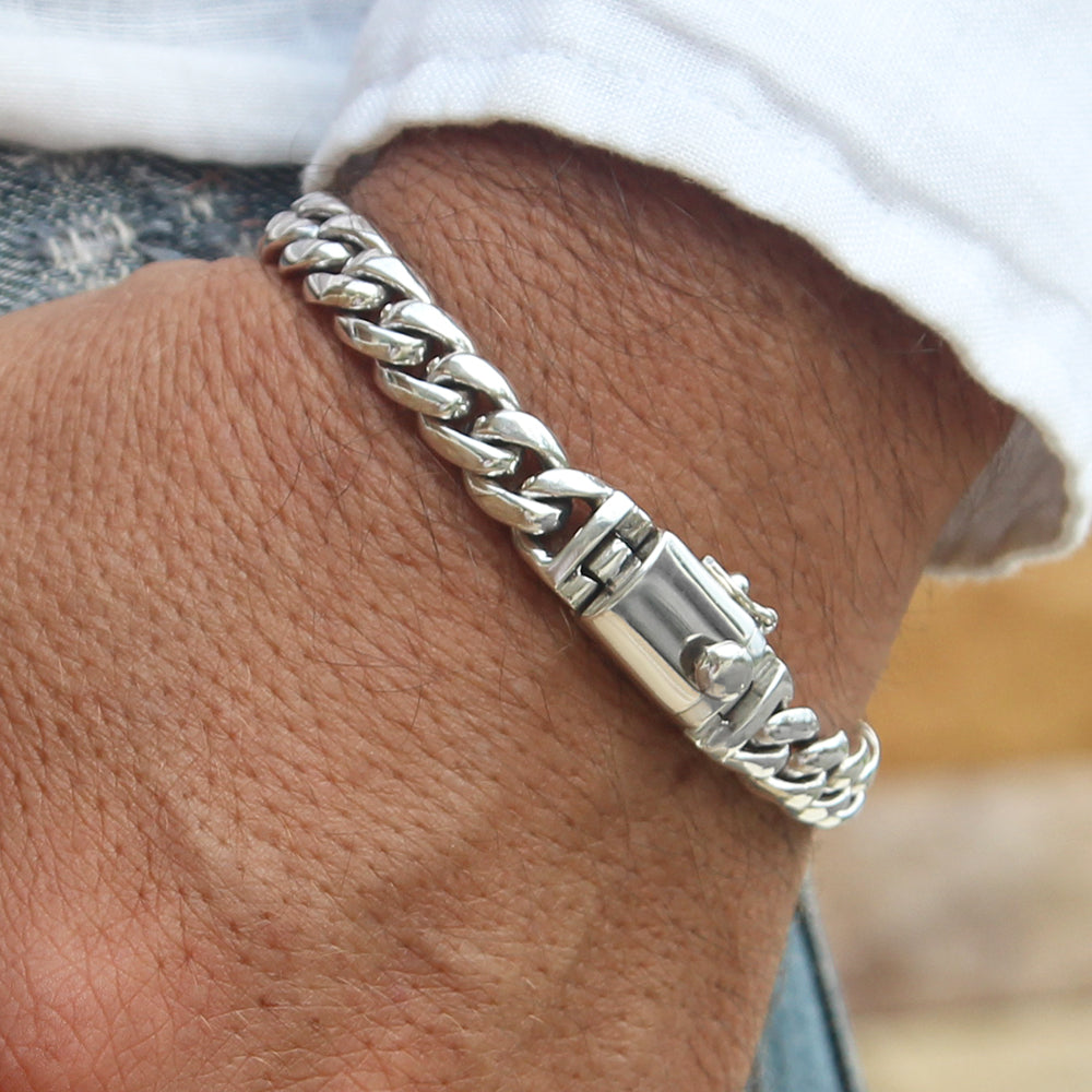 Men Silver Bracelet - Men Chain Bracelet - Men ... - Artmosfair