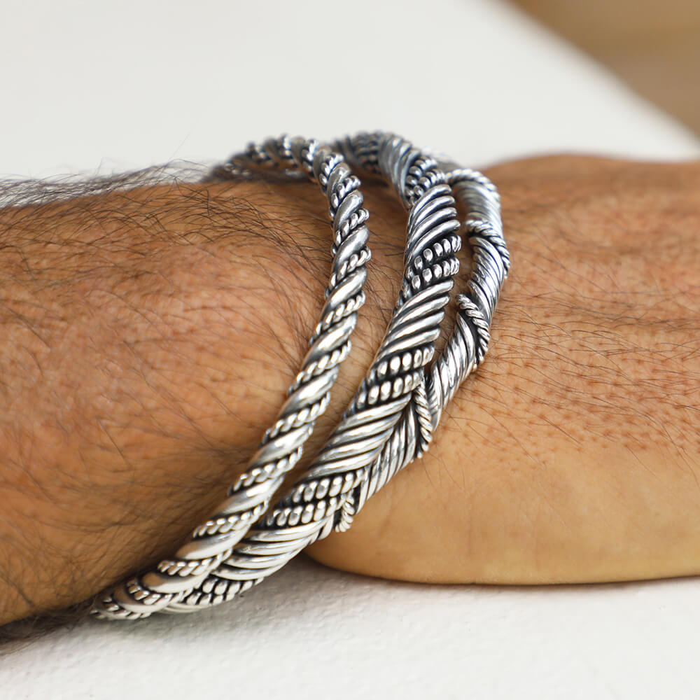 Men's silver cuff bracelets 