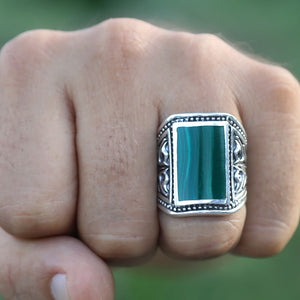 mens green stone ring