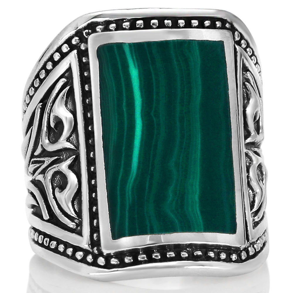 mens green stone ring