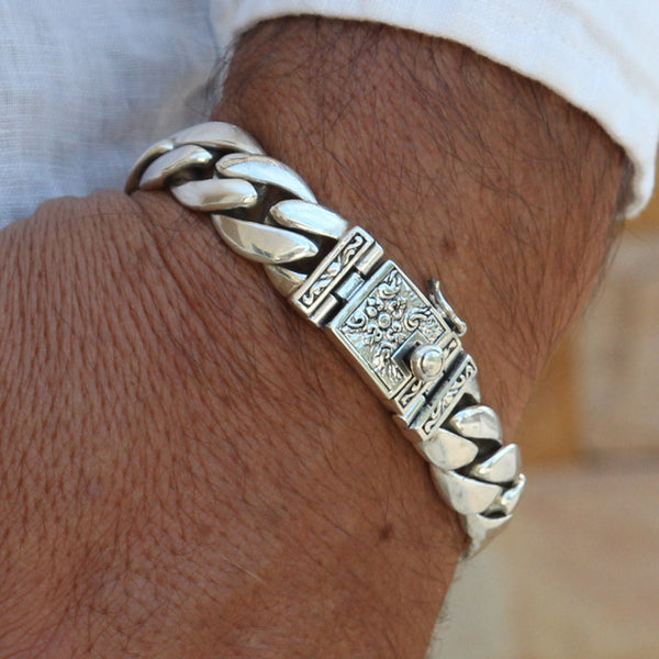 Silver Bracelet for Men - High Class - Size 6 to 11 inches - VY