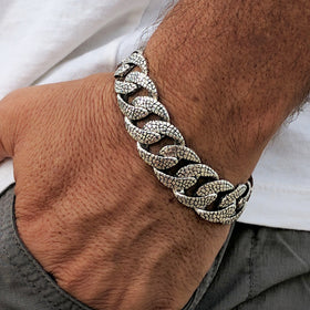 87 Stainless Steel Rhombus Chain Link Mens Bracelet Bangle Color Gold  Silver  Inox Wind