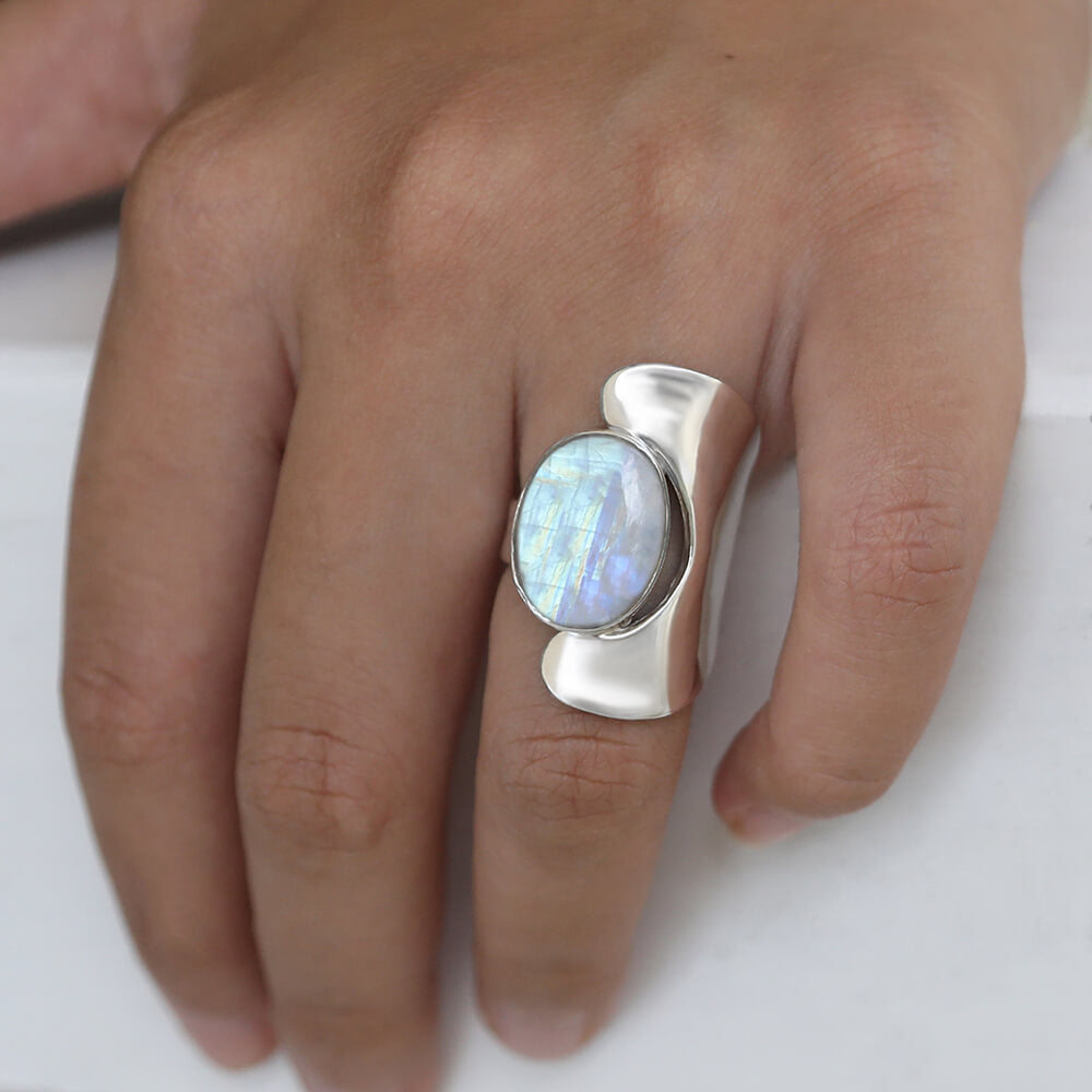 Moonstone silver ring