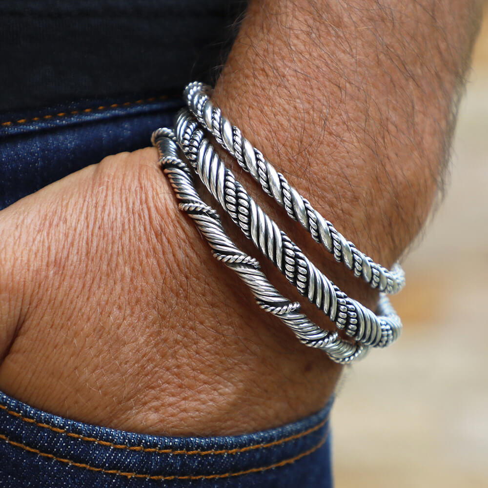 Men's Handmade Hammered Sterling Silver Cuff Bracelet – Graceful Gazelle