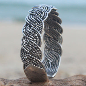 Braided silver cuff bracelet 