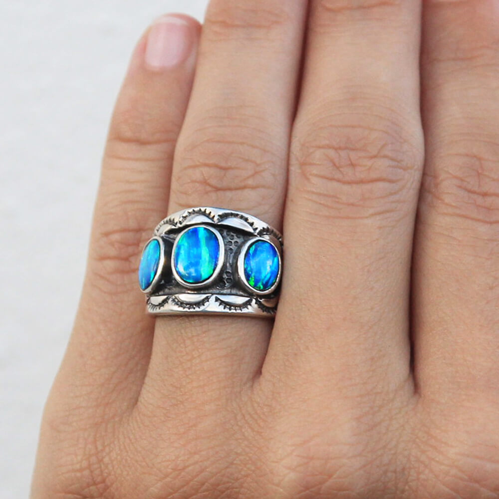 blue opal ring