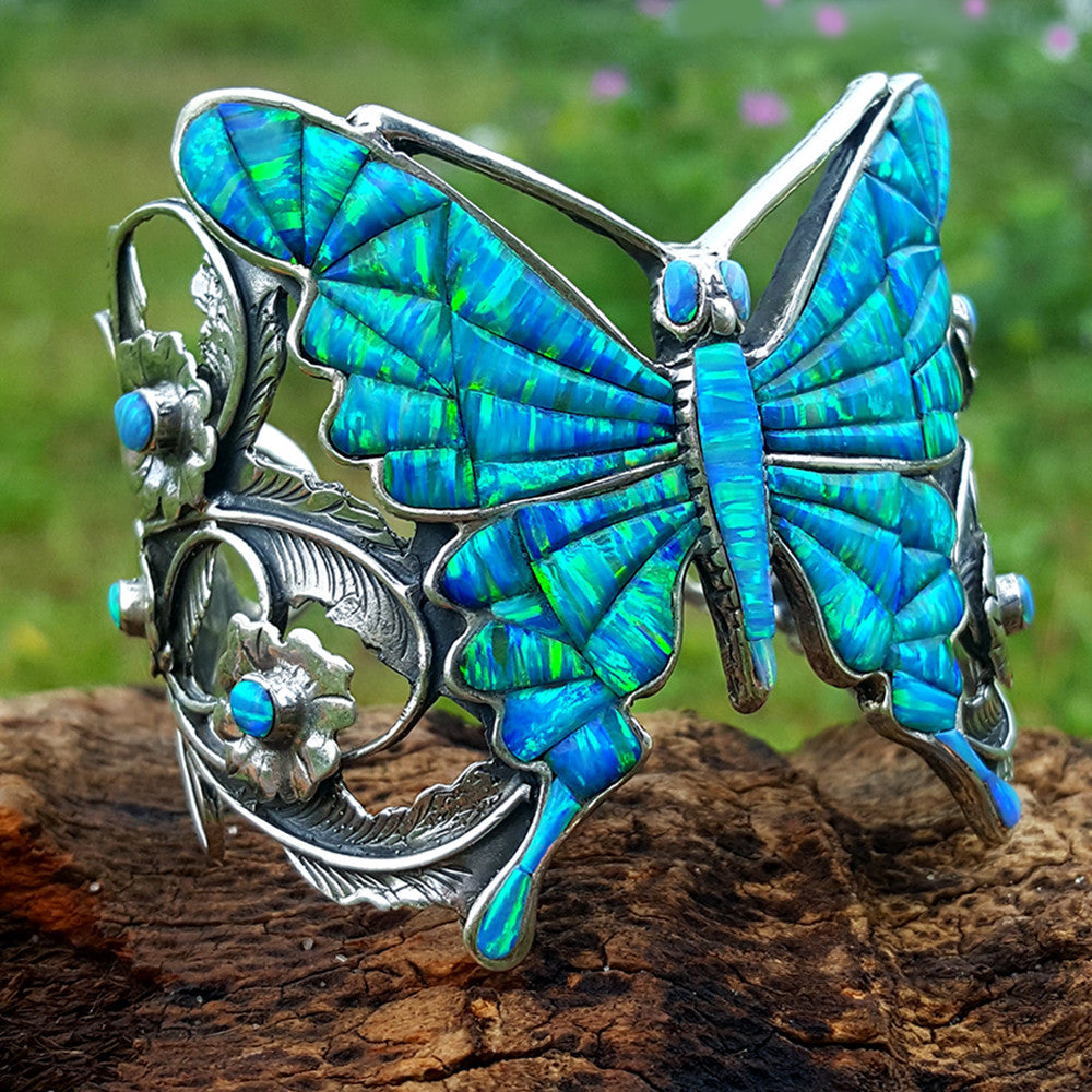 Evil Eye Crystal Butterfly Bracelet - Gold, Blue