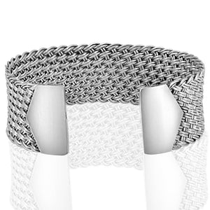 woven wide  sterling silver 925 cuff 