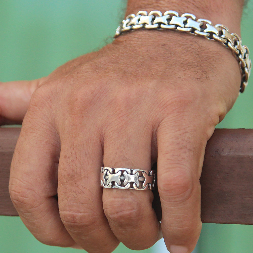 silver ring bracelet for men